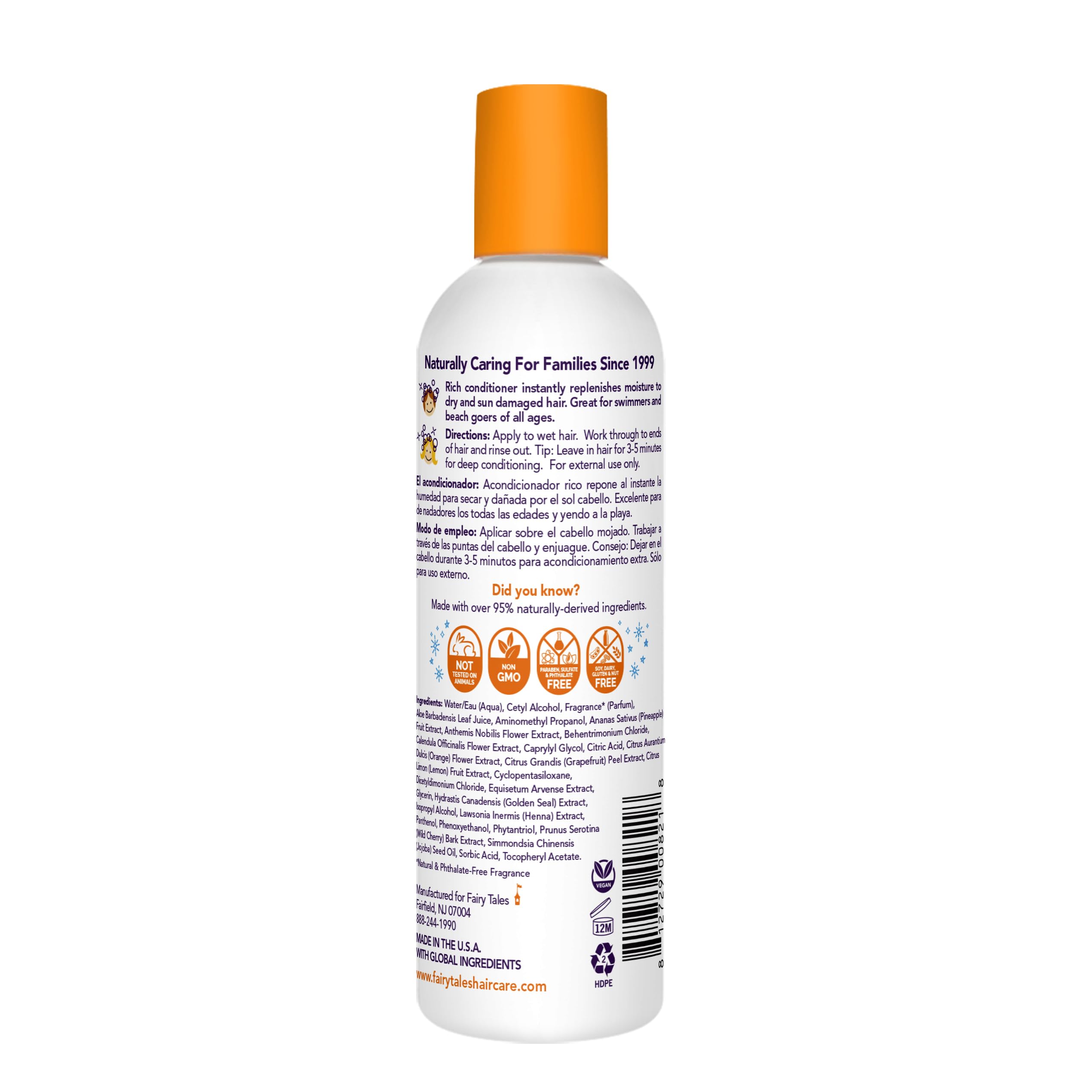 Fairy Tales conditioner texture pouring from bottle, shows moisturizing slip benefit