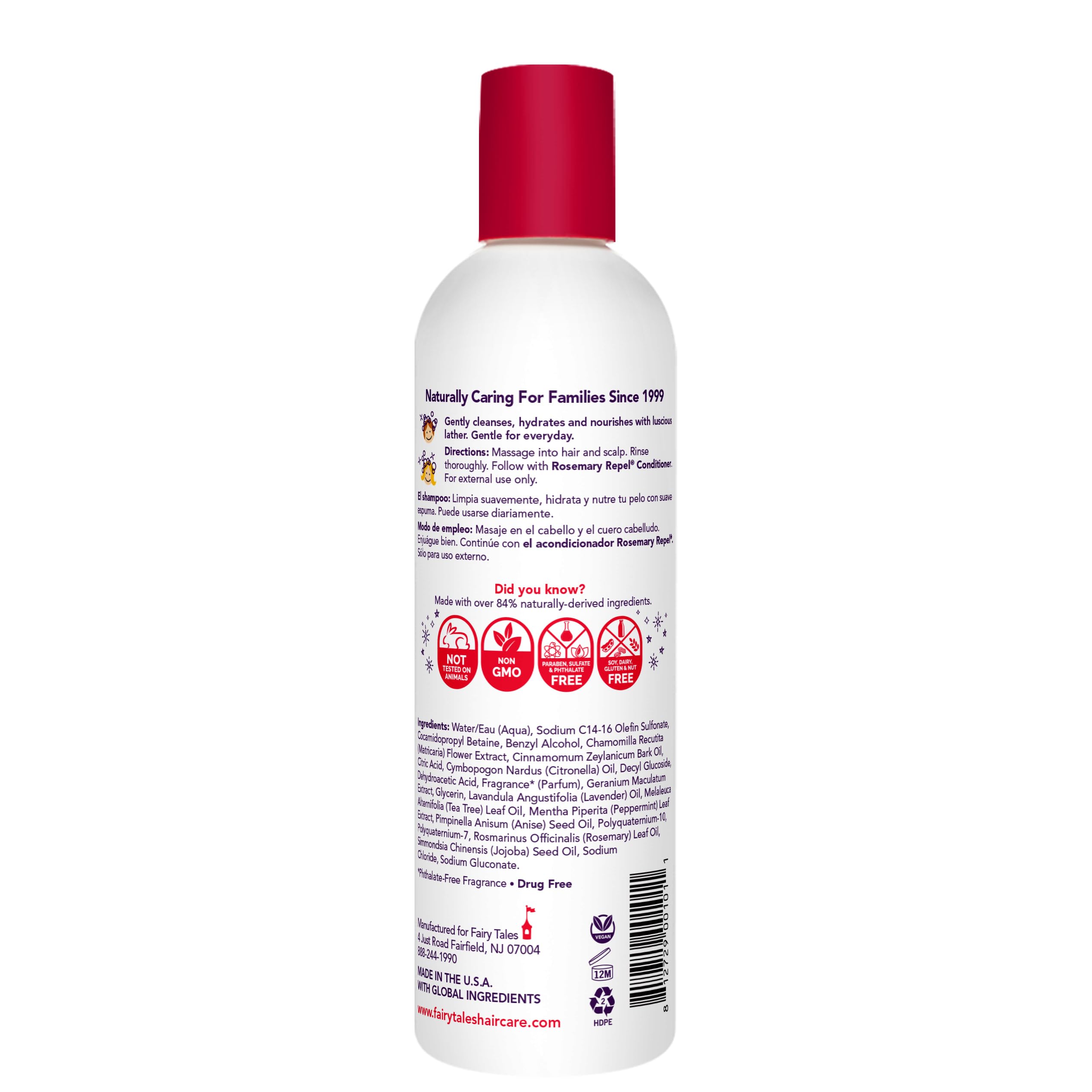 Fairy Tales pump and cap close-up highlighting convenient dispenser and spill control
