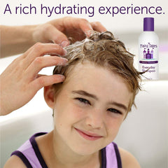 Fairy Tales shampoo graphic listing sulfate-free and paraben-free benefits