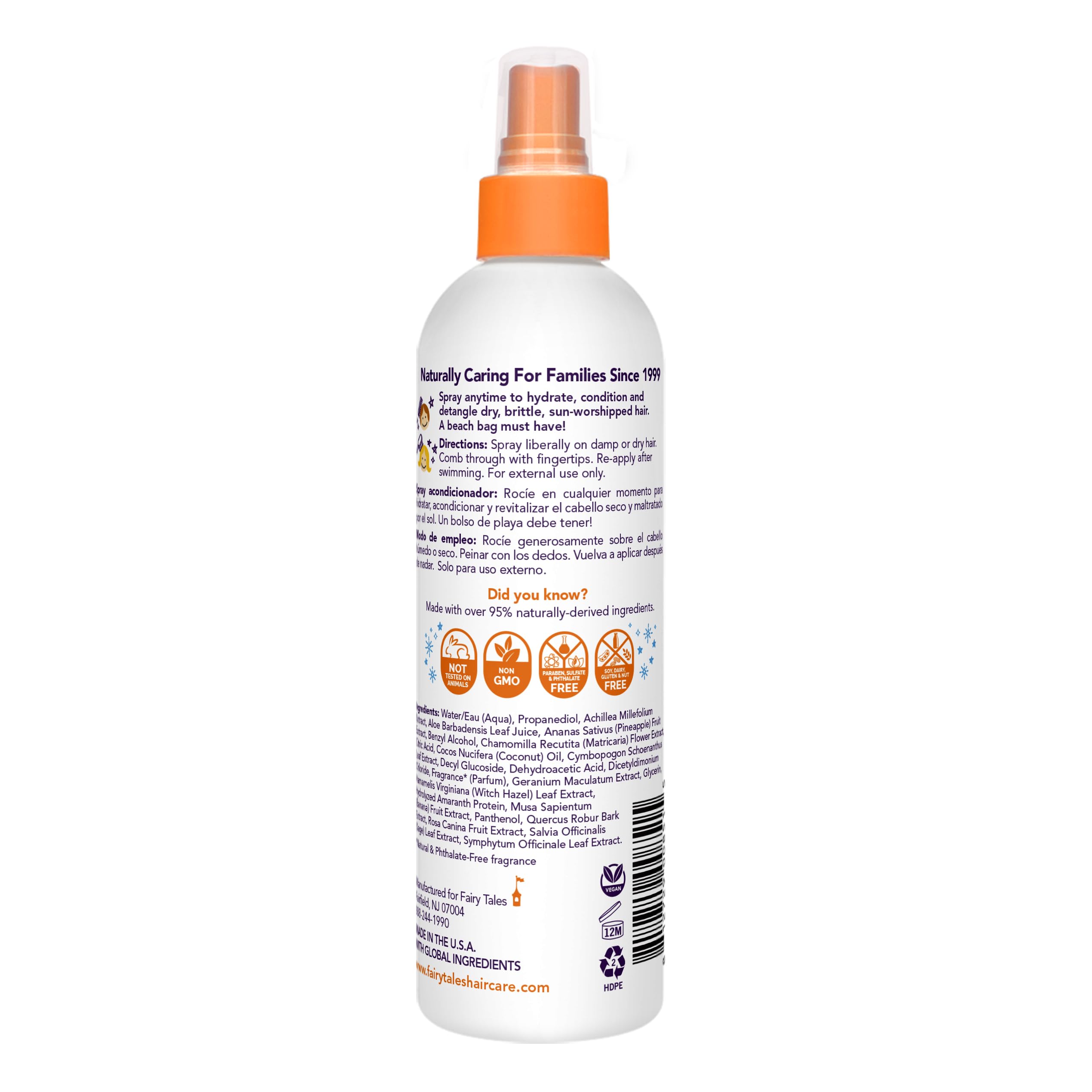Fairy Tales spray action in hand demonstrating quick pre-swim application