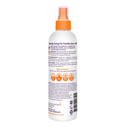 Fairy Tales spray action in hand demonstrating quick pre-swim application