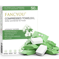 fancyou front packaging showing 50-count green pack and travel benefits