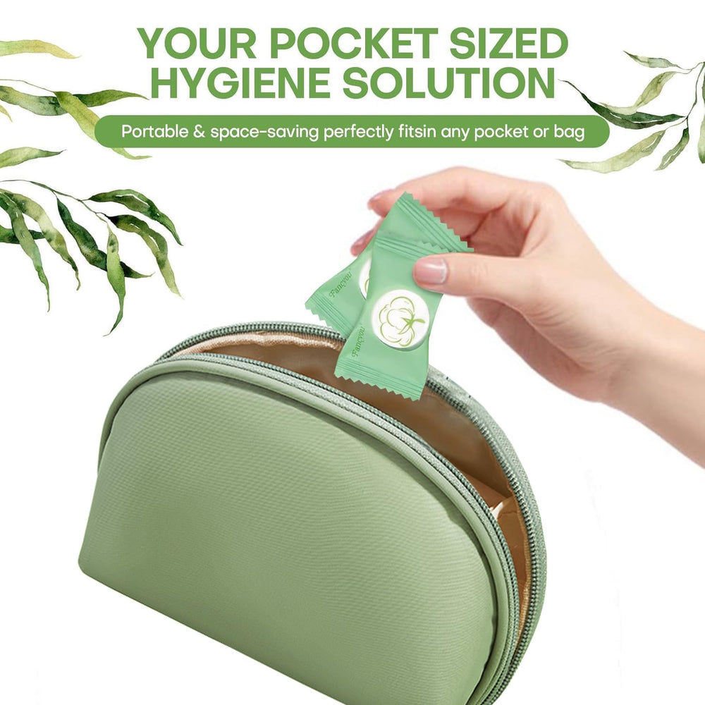fancyou towels inside travel toiletry bag for easy on-the-go use