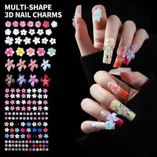 Fandamei close-up of 3D multi-shape charms showing iridescent luster and detail