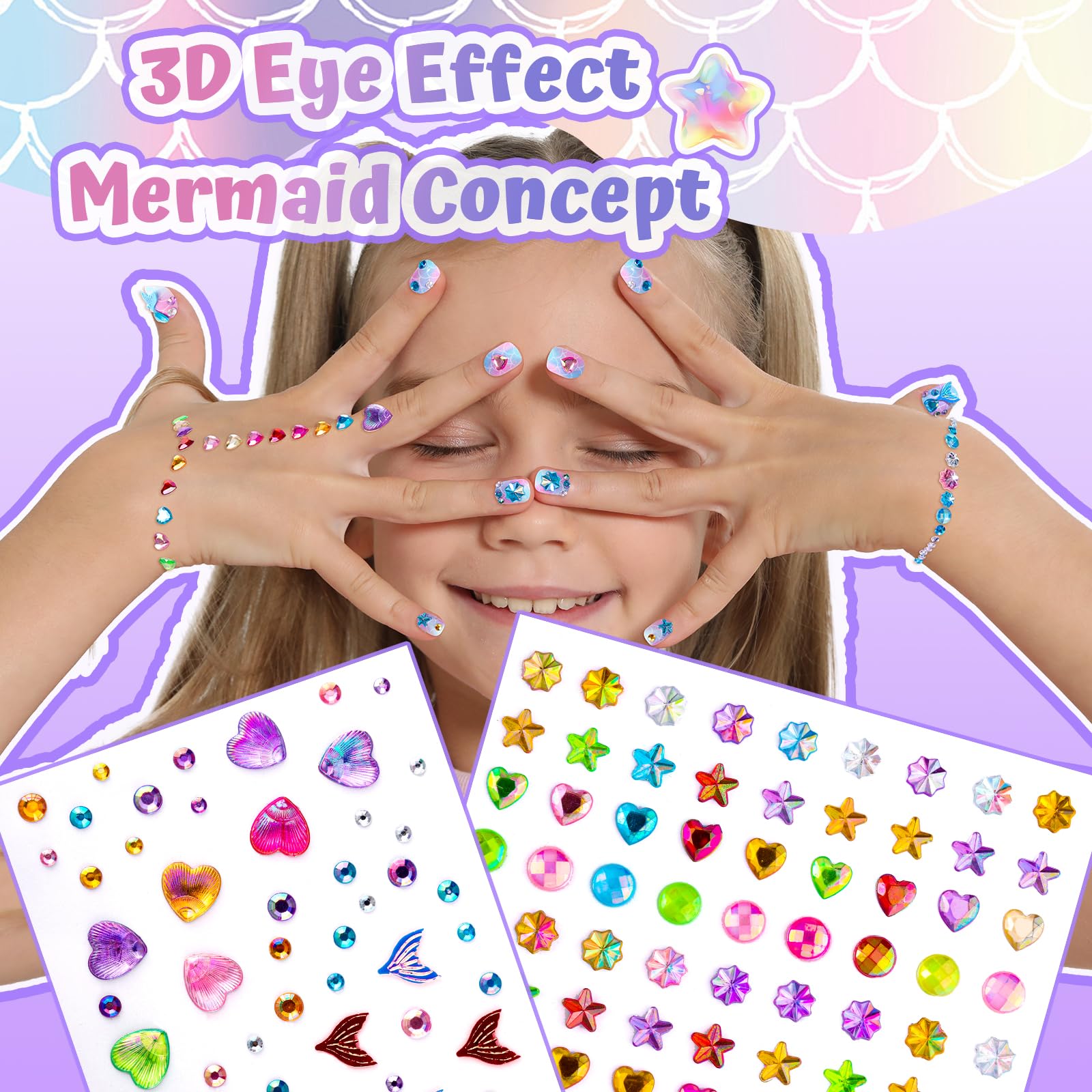 Fandamei detail shot of 3D rhinestone gems adding sparkle and dimensional accents