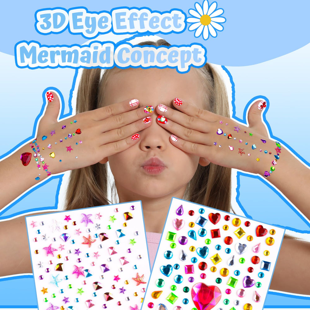 FANDAMEI 3D rhinestone sheet starfish and hearts adding sparkle accents