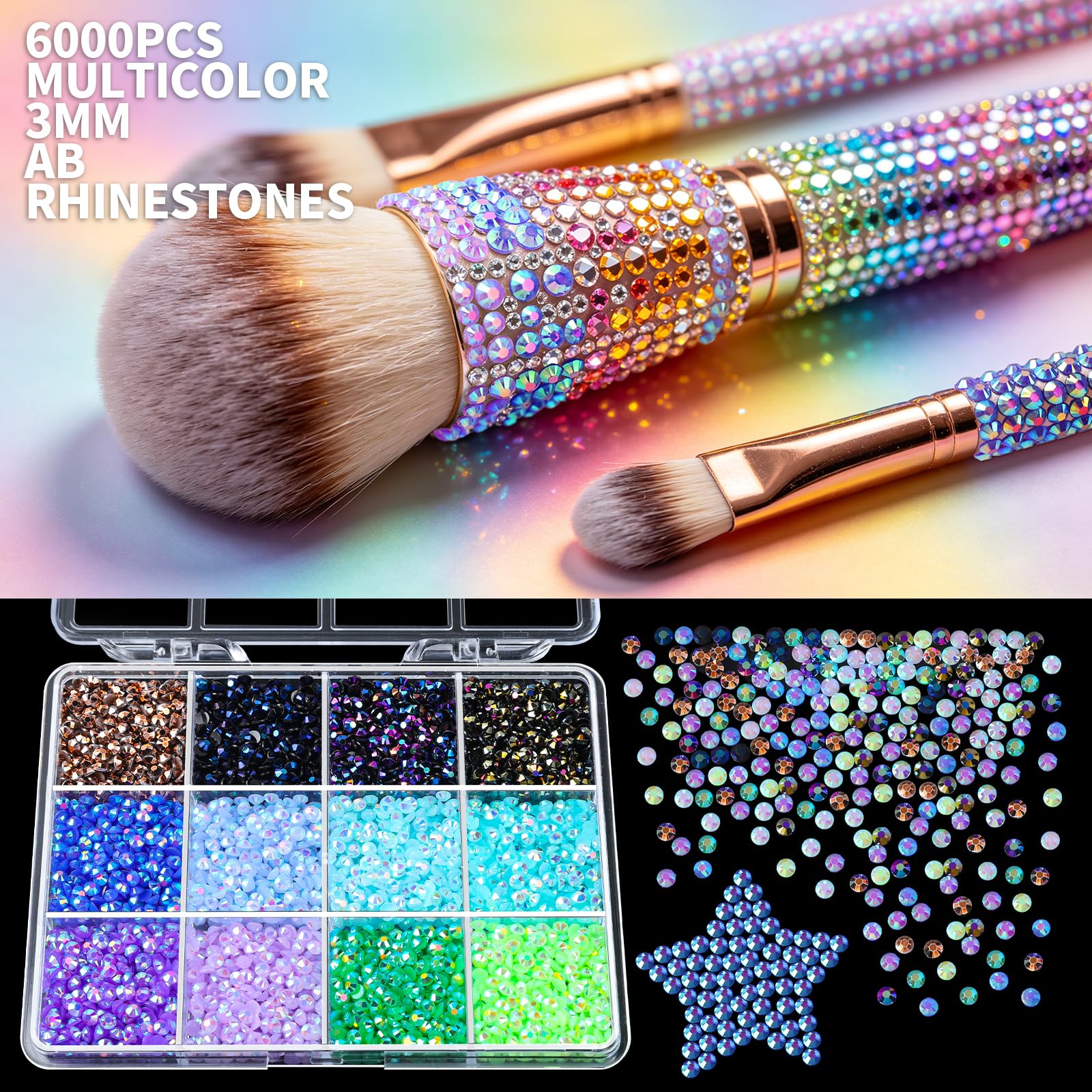 Fandamei AB resin 3mm color grids detail displaying uniform facets for consistent sparkle