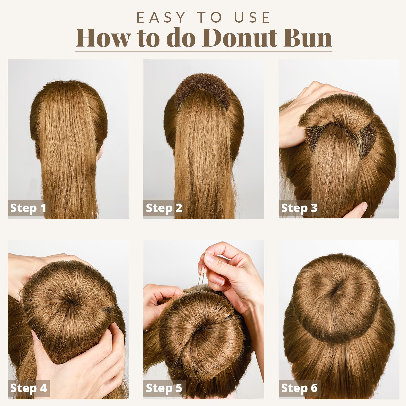 Fandamei before and after bun comparison demonstrating quick styling effect