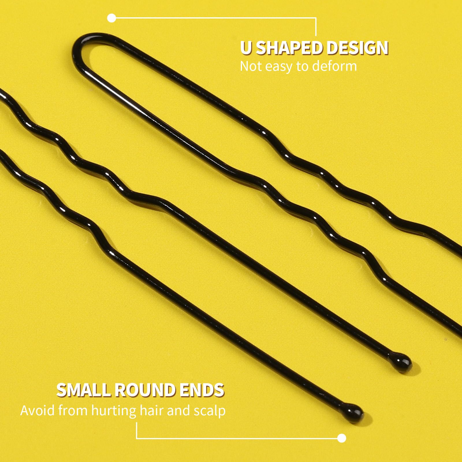 Fandamei bobby pins with rounded tips and black elastics for secure comfort