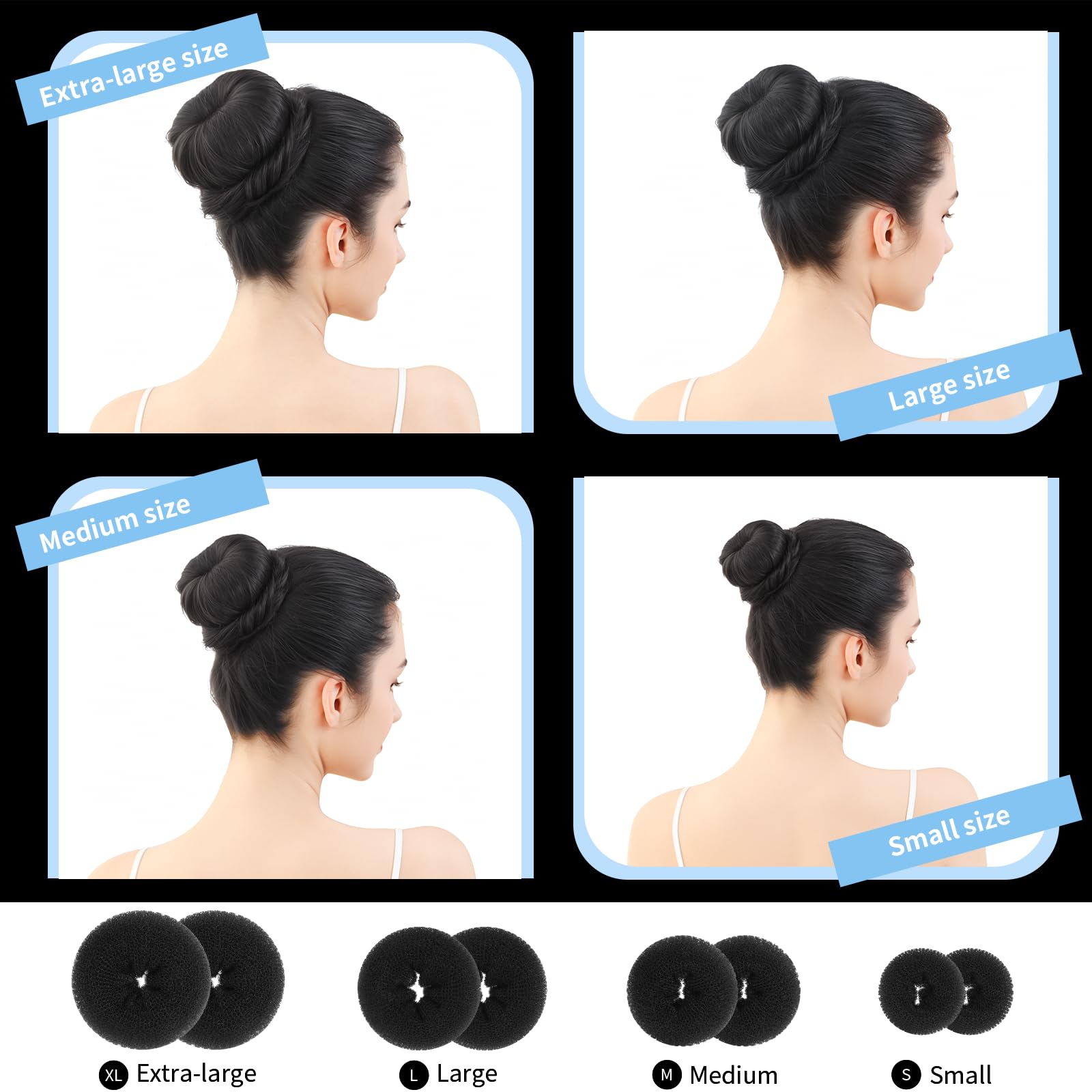 Fandamei bobby pins and elastic ties grouped to show quantity and secure fastening