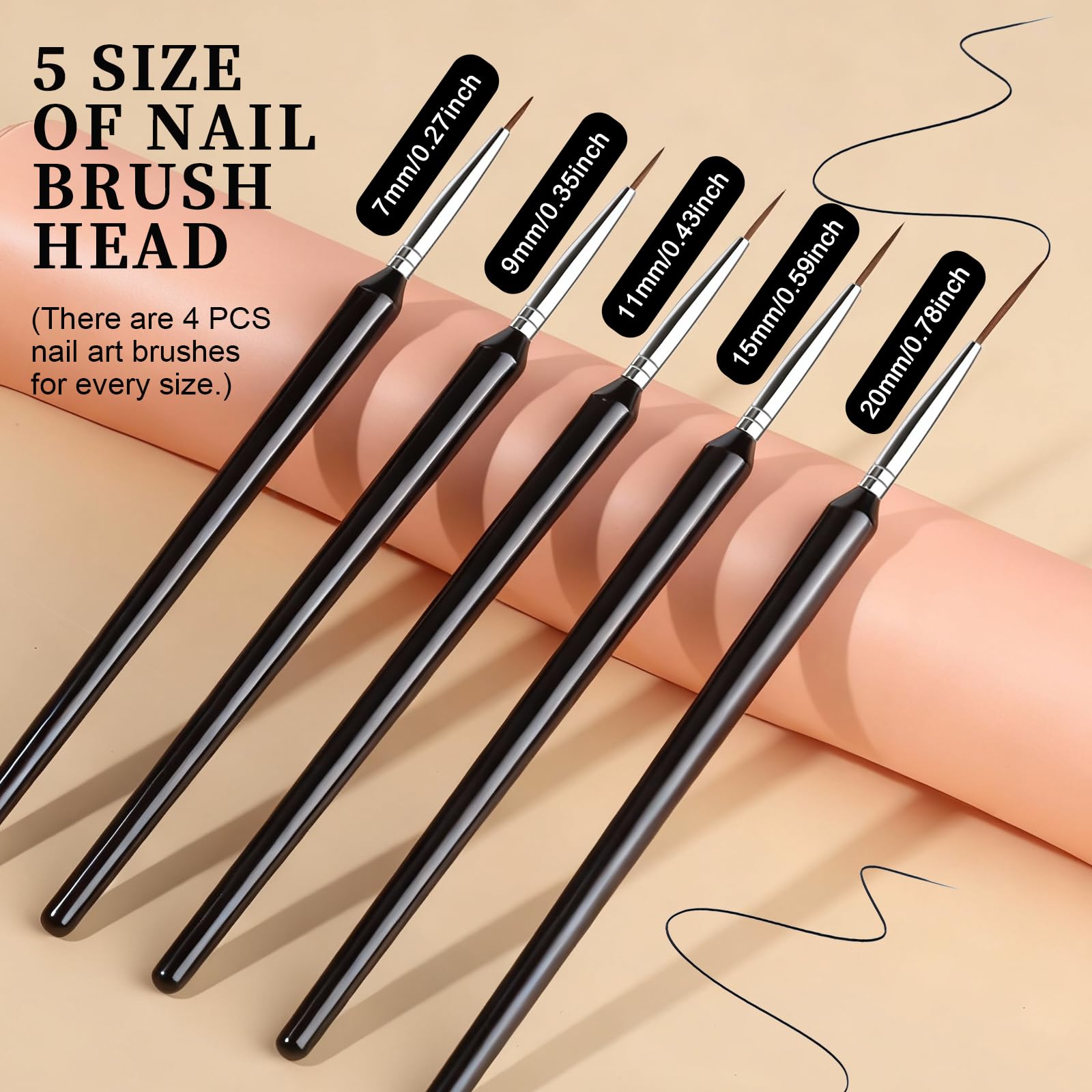 Fandamei brush tip closeup highlighting fine nylon bristles for precise thin-line control benefit