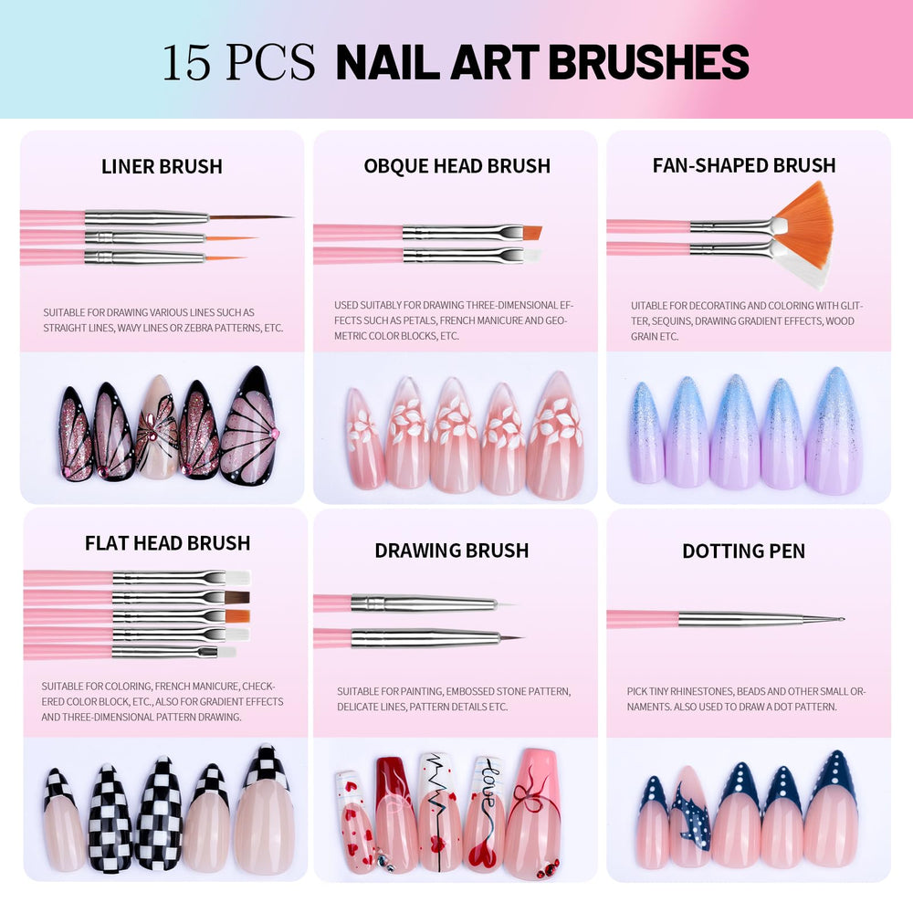 Fandamei close-up of liner brush tips for precise detailed strokes