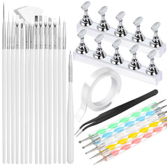 Fandamei front view of 15 brushes and tools showing organized kit benefit
