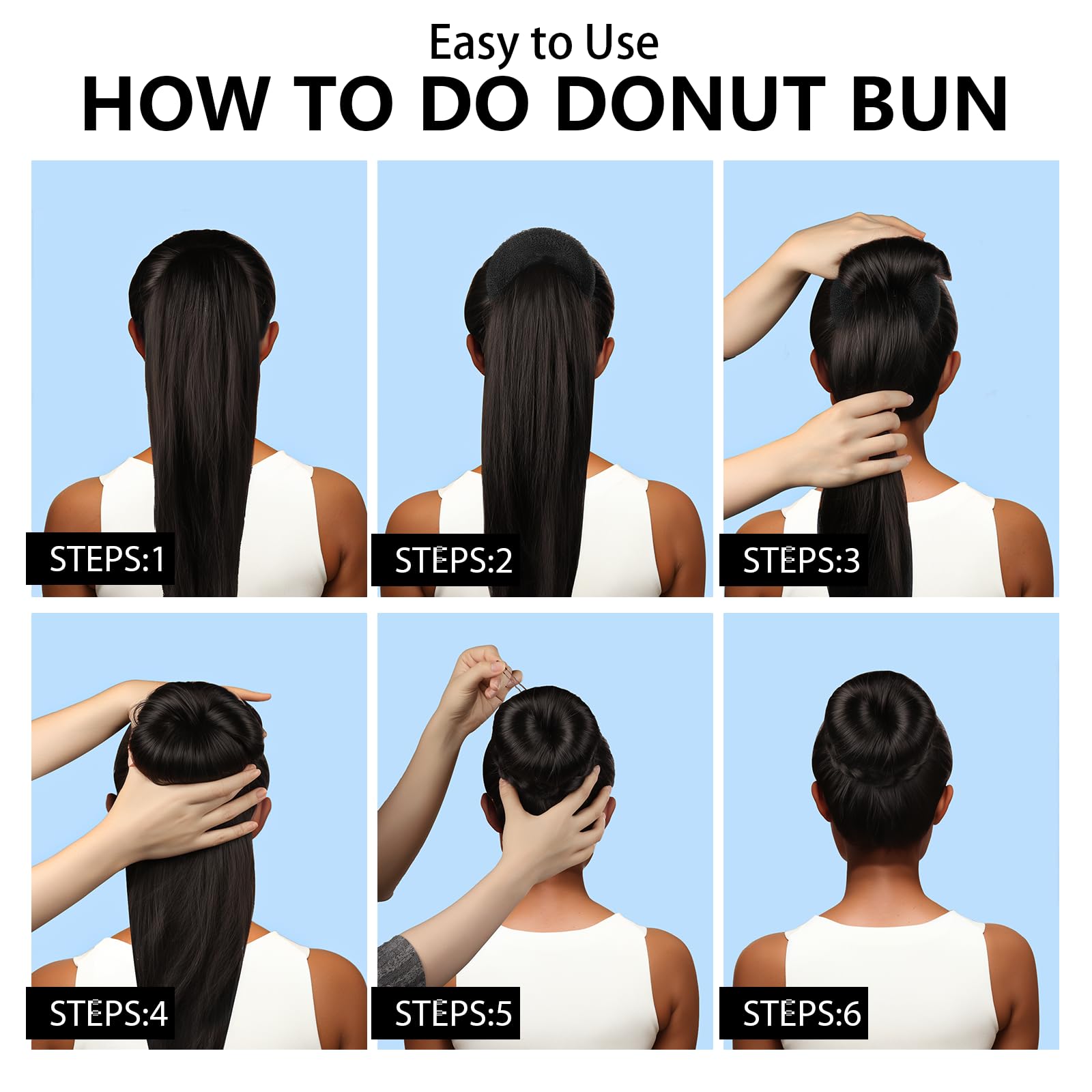 Fandamei bun in use topknot demonstration offering quick polished styling
