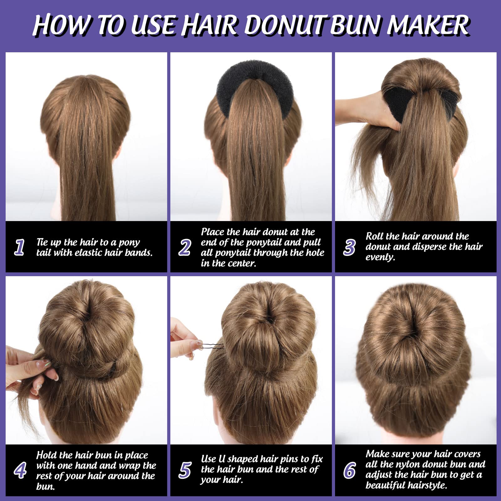 Fandamei finished bun made using large donut illustrating polished, full updo
