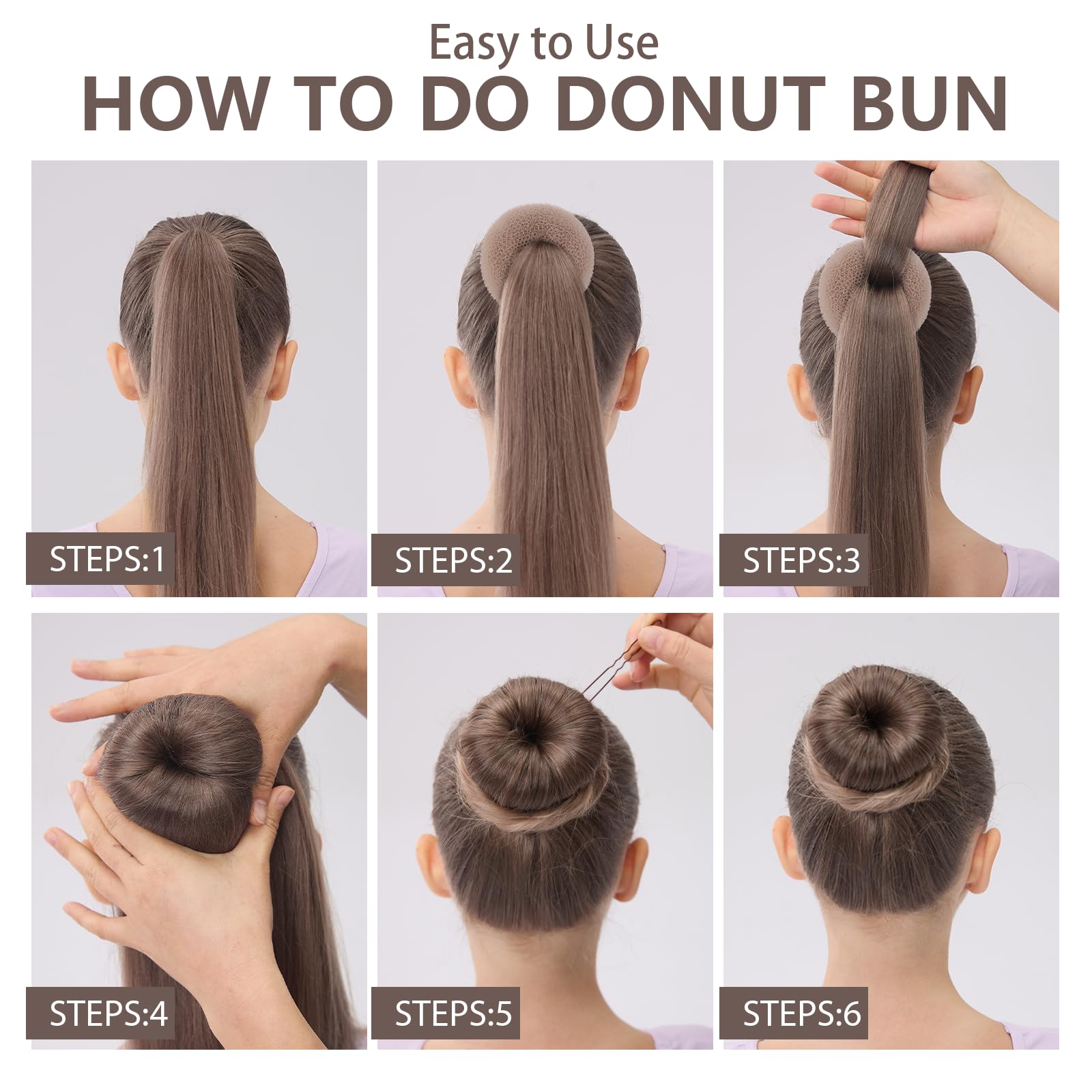 Fandamei bun on model in use creating a polished everyday look