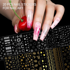 Fandamei mixed charms and rhinestones grid adding sparkle to nail designs