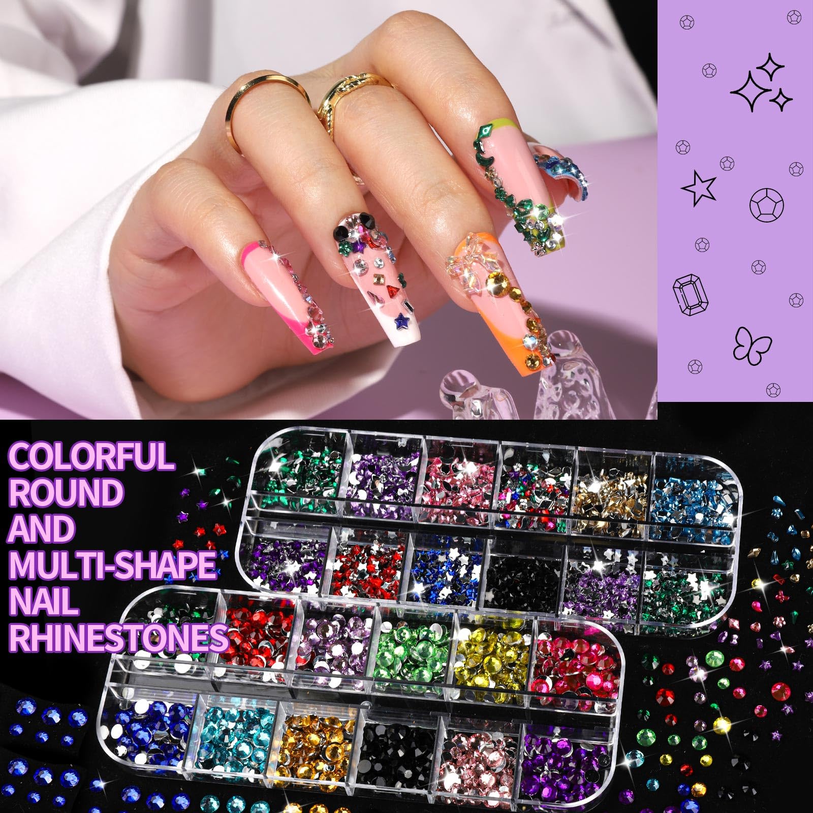 Fandamei clear large rhinestone next to ruler to illustrate size and sparkle