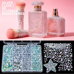 Fandamei clear silver mixed sizes showing 2–6mm crystals for layered accents and scale clarity
