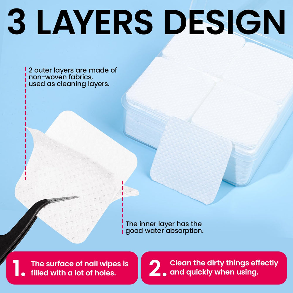 Fandamei close-up of soak-off clips and lint-free wipes for mess-free removal