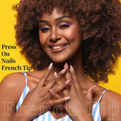 Fandamei close-up of short almond nail texture highlighting durable glossy finish