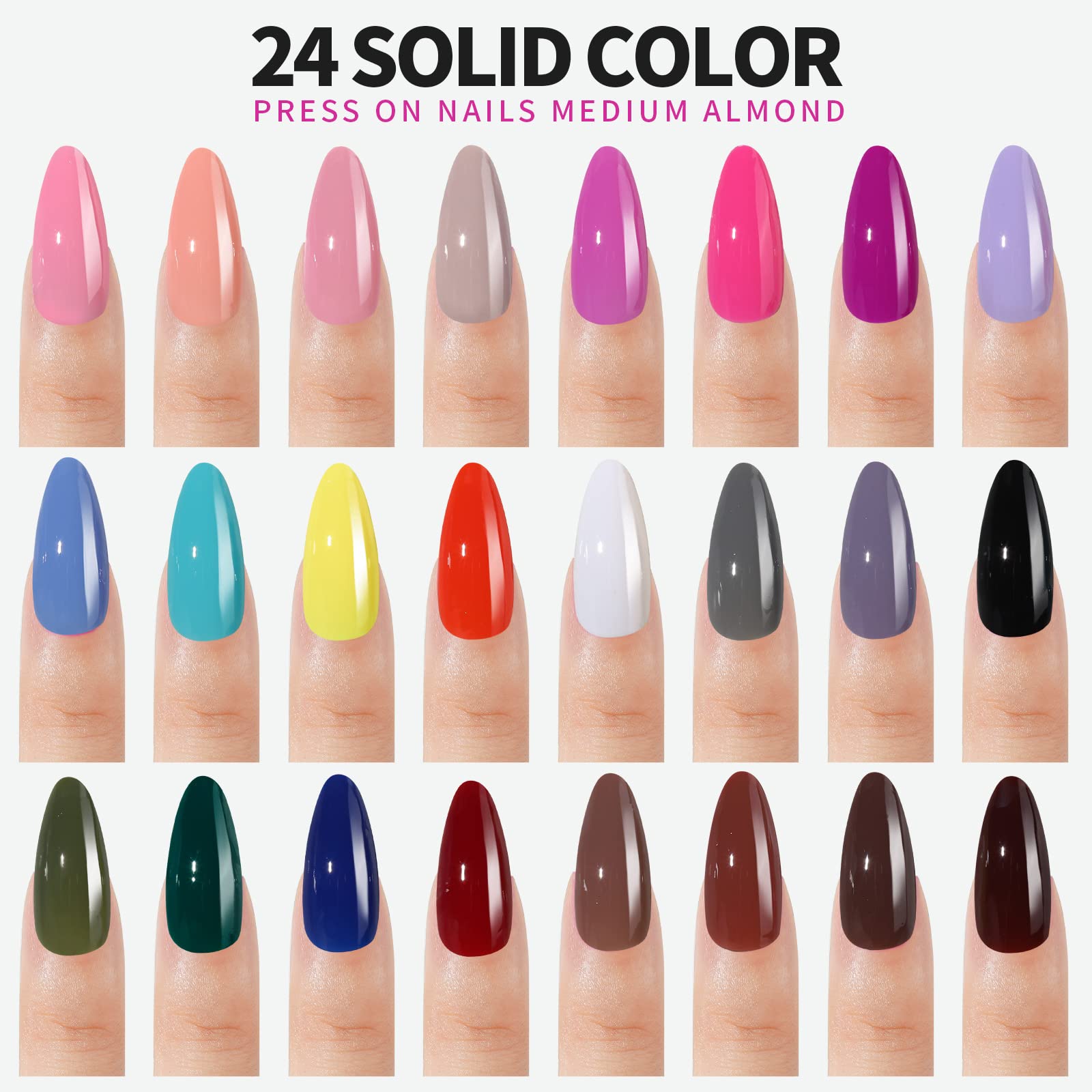 Fandamei color grid displaying all 24 glossy shades, benefit: quick shade selection