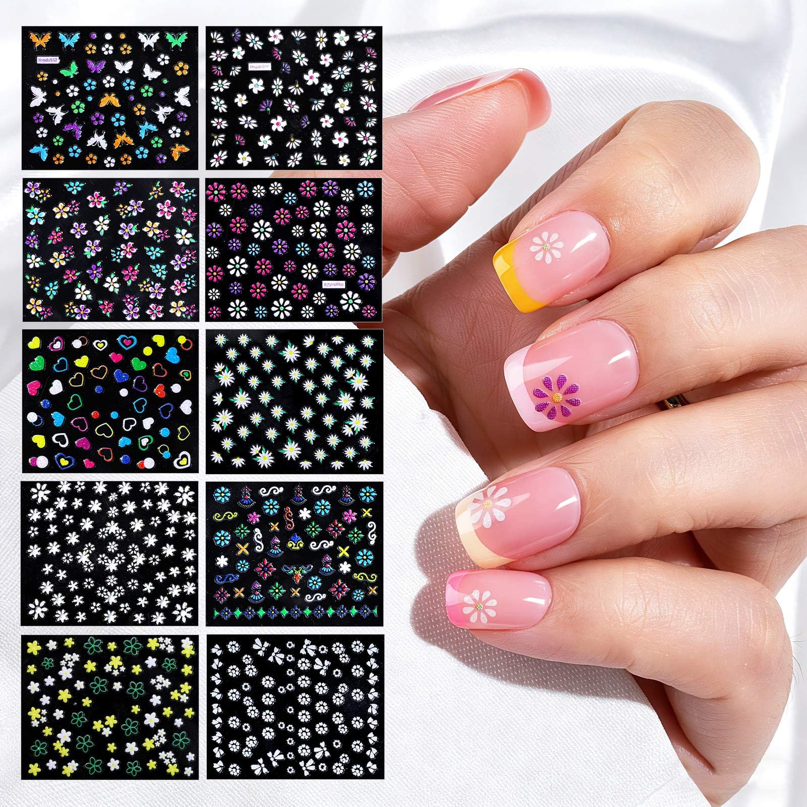 Fandamei color spread display with 12 shades to mix French tip looks easily