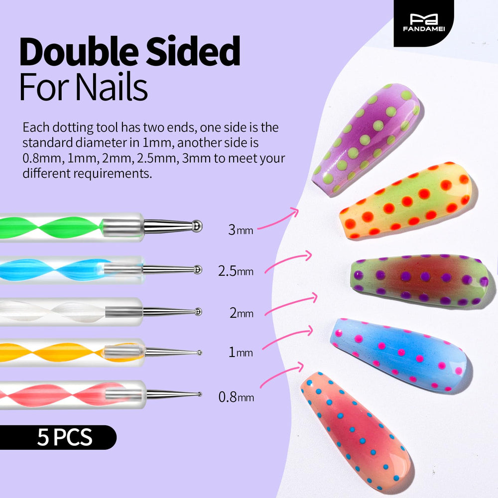 Fandamei dotting tools detail showing dual ends for consistent dot sizes