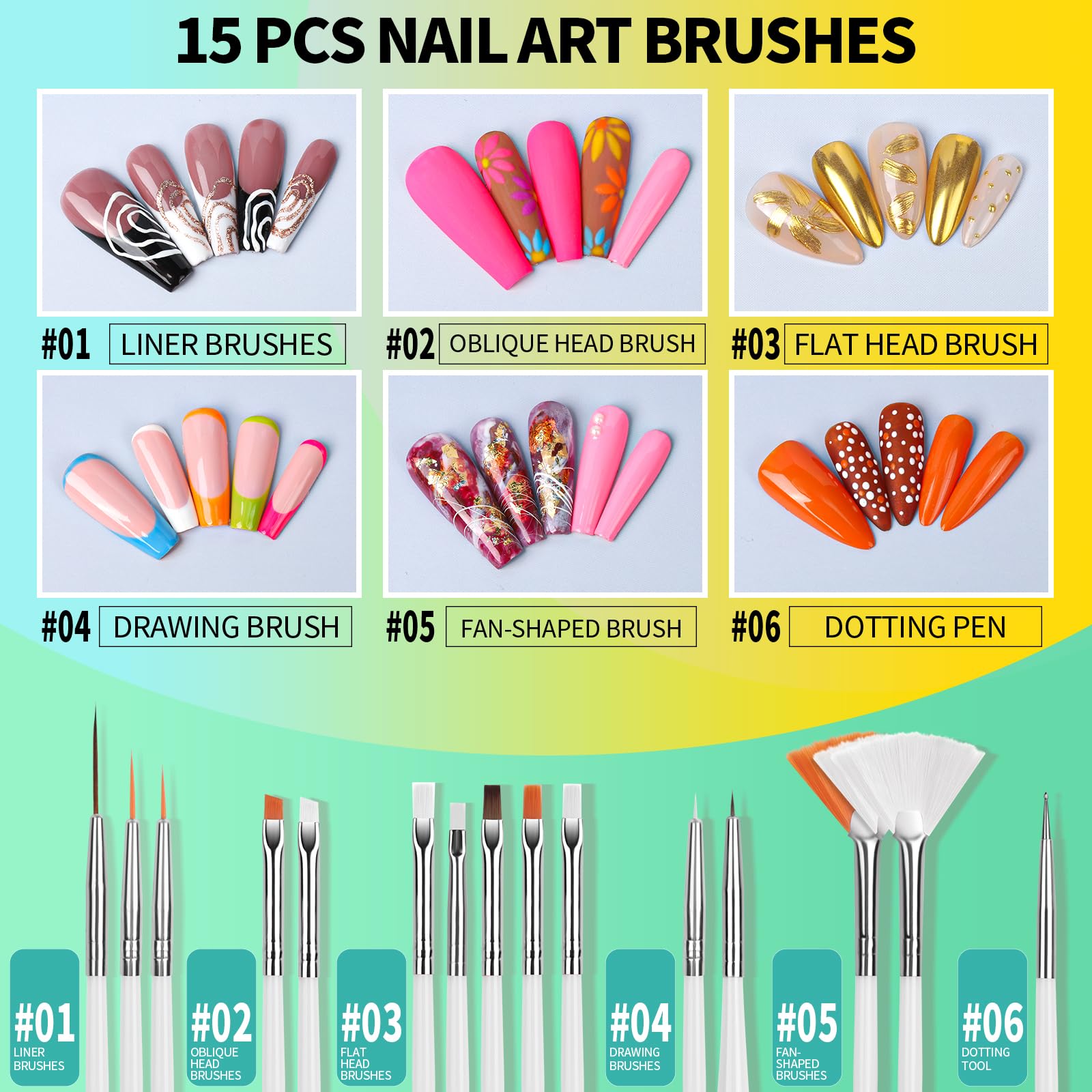 Fandamei dotting tools spread showing multiple tip sizes for versatility