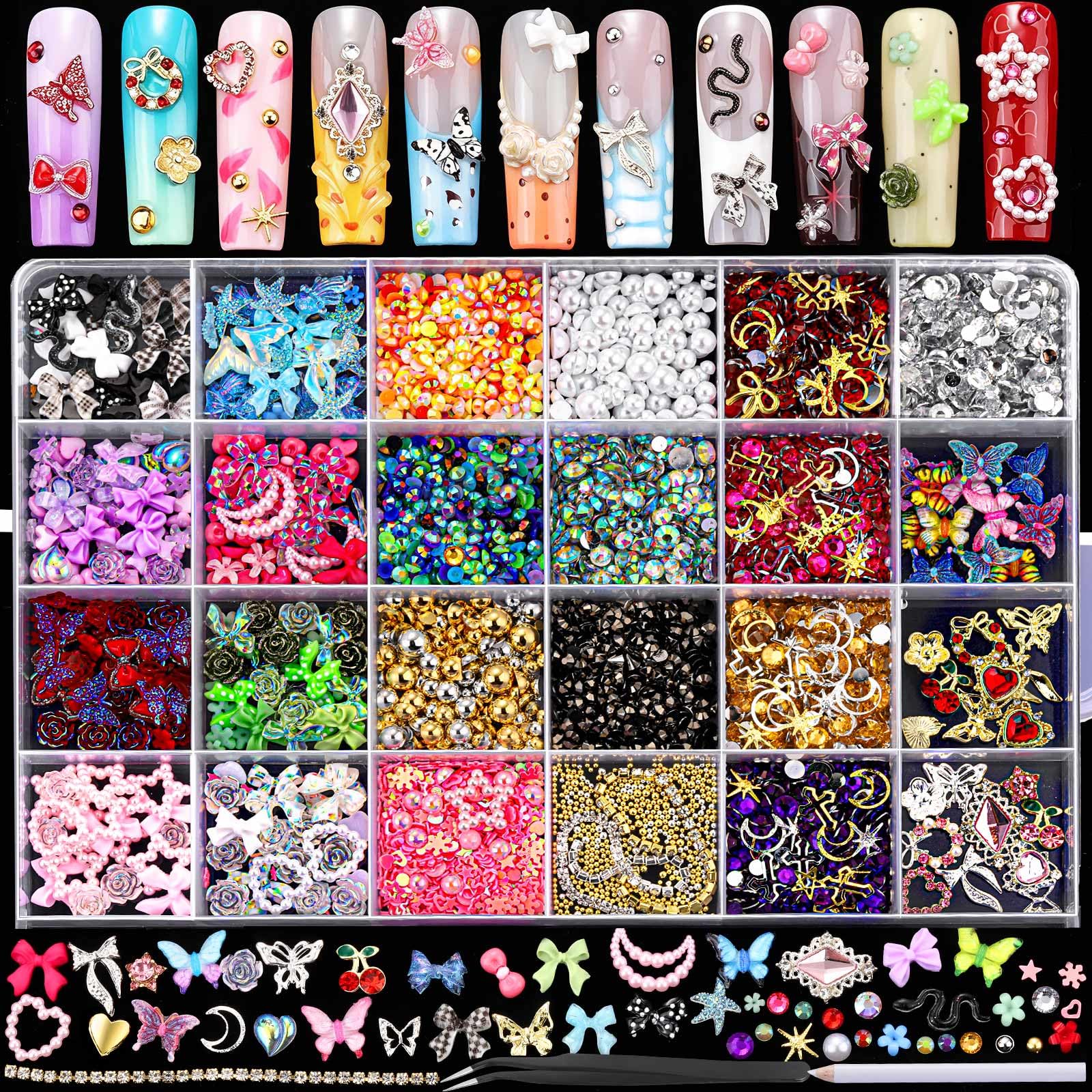 Fandamei front package showing 24-grid organized nail charms for easy selection