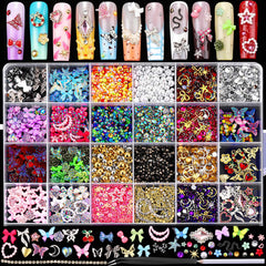 Fandamei front package showing 24-grid organized nail charms for easy selection