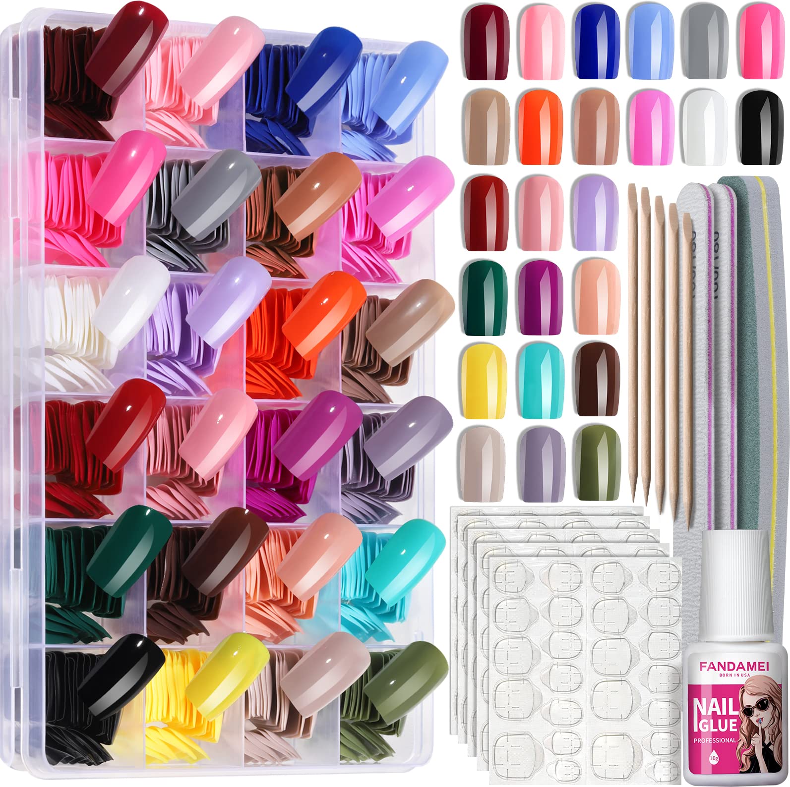 Fandamei front packaging showing 24 color grid and organized box for easy selection
