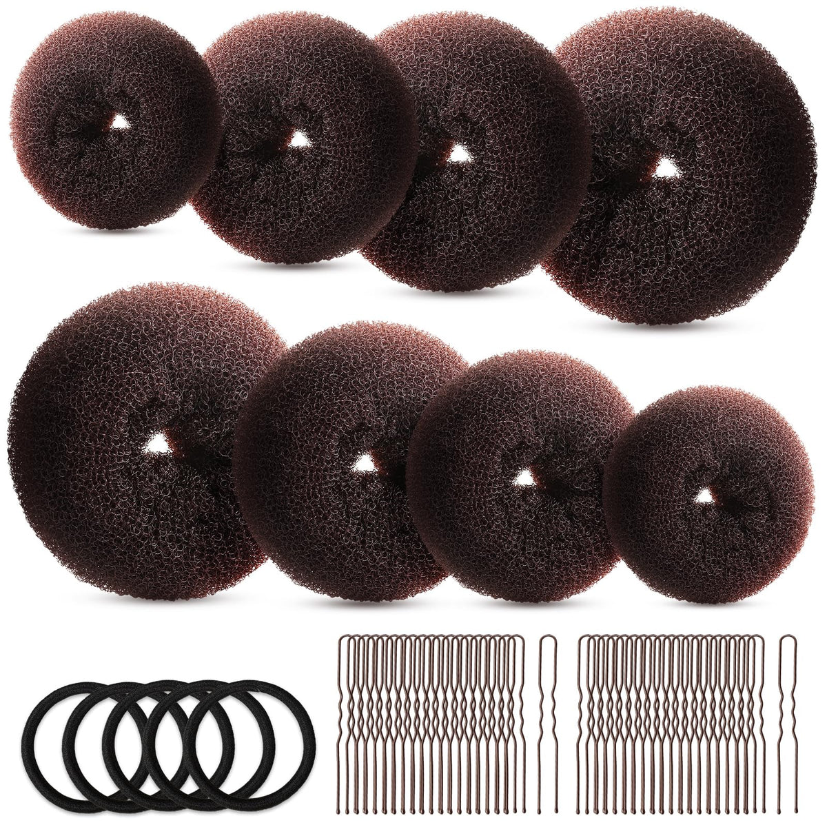 Fandamei front packaging showing brown bun makers and included pins benefits quick styling