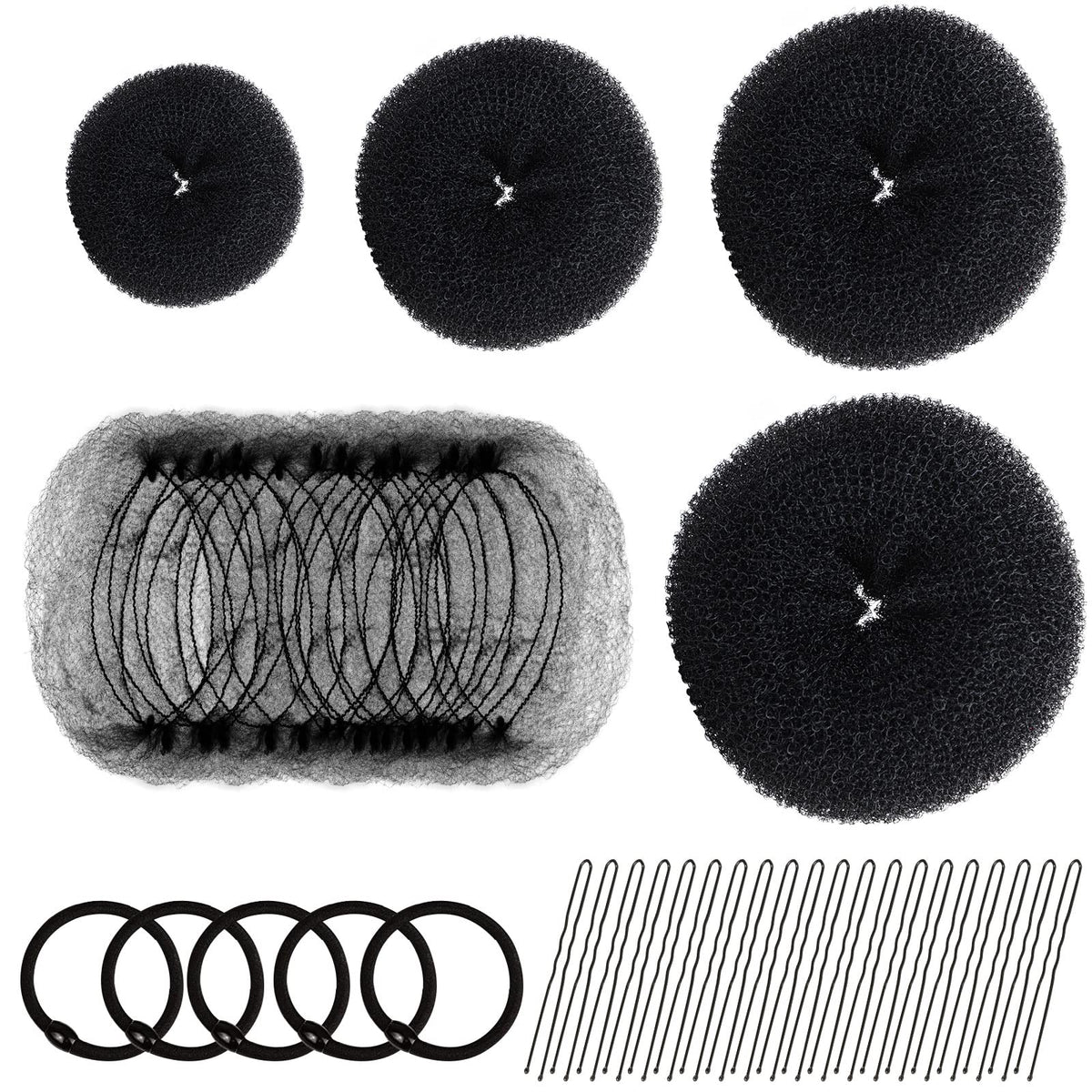 Fandamei front packaging of bun set showing included pieces for convenient styling
