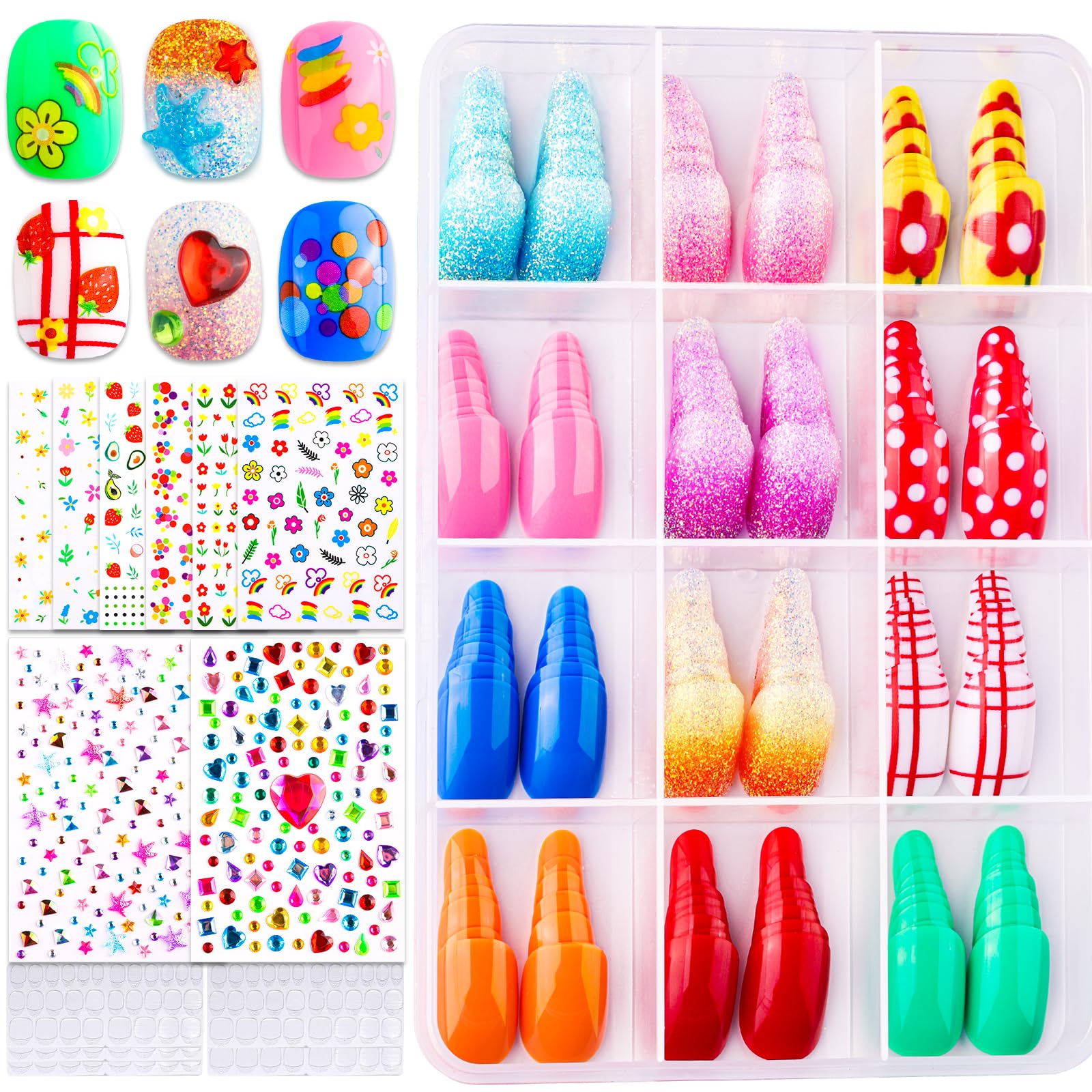 FANDAMEI front kit packaging showing colorful kids nail set and benefits
