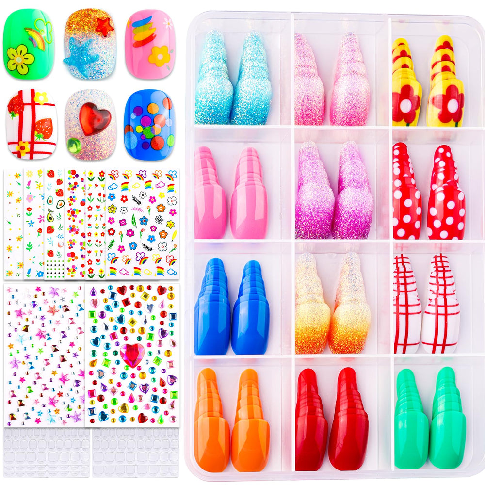 FANDAMEI front kit packaging showing colorful kids nail set and benefits
