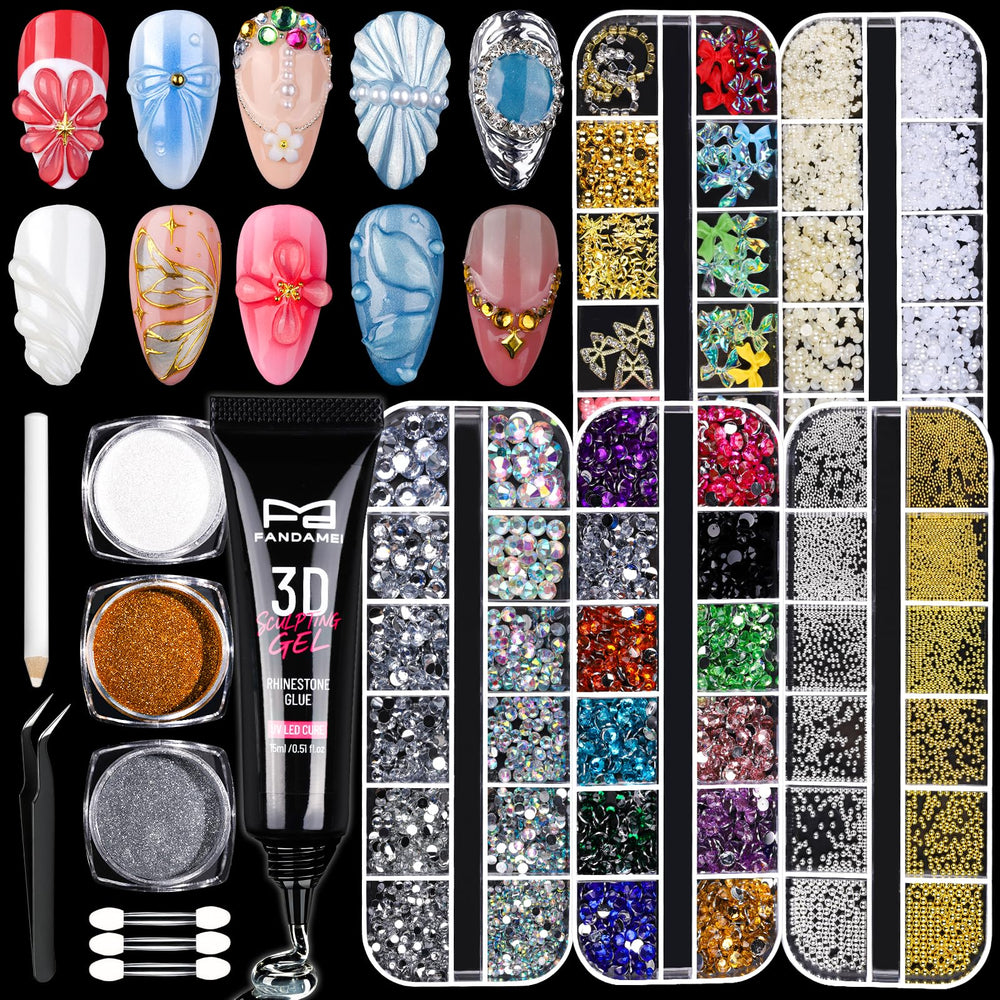 Fandamei kit front packaging showing all included nail art pieces for creative variety