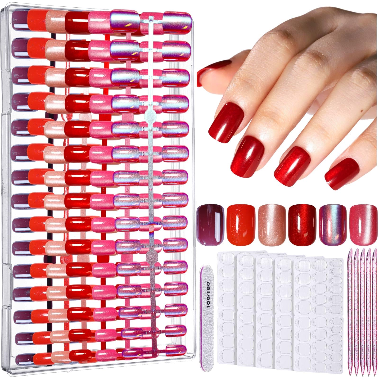 Fandamei front packaging showing six cat eye nail styles and box portability benefit
