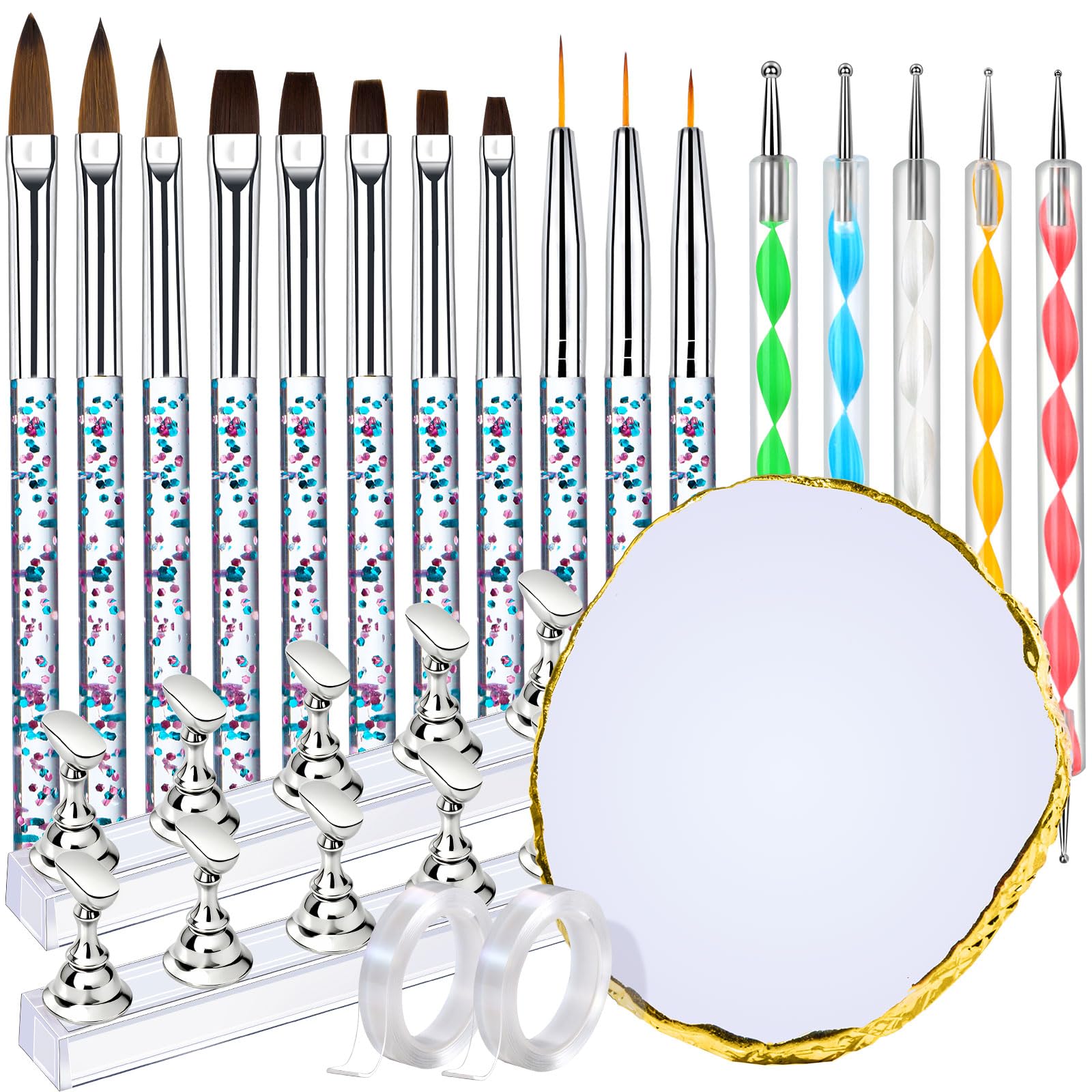 Fandamei front view of full nail art brush and accessory kit showing organized tools for easy setup