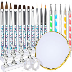 Fandamei front view of full nail art brush and accessory kit showing organized tools for easy setup