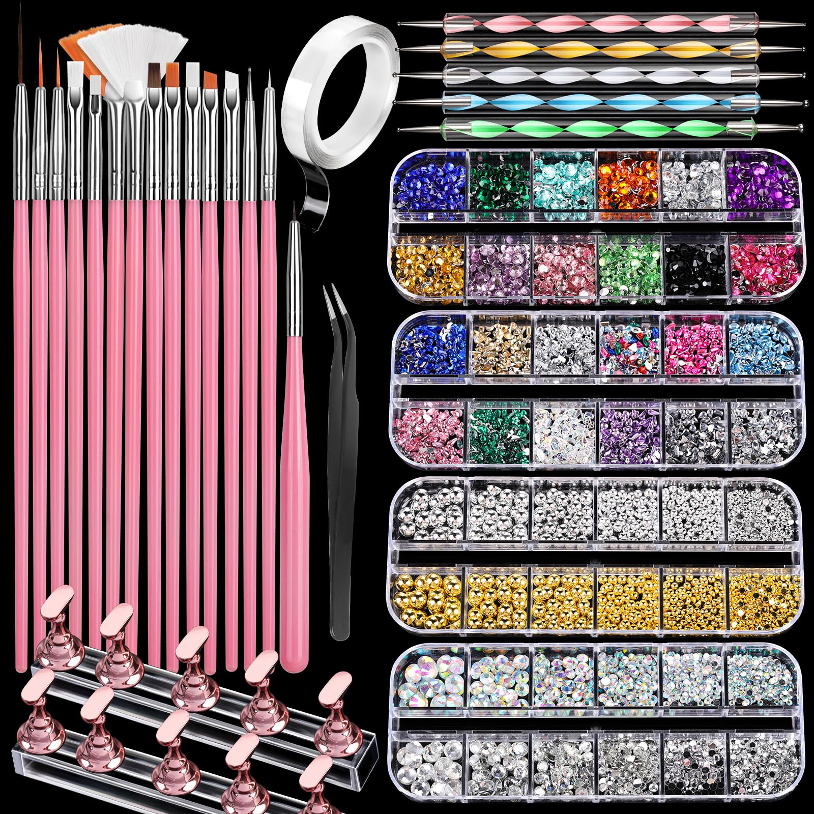 Fandamei front packaging showing full 15-piece nail art kit and organization benefit
