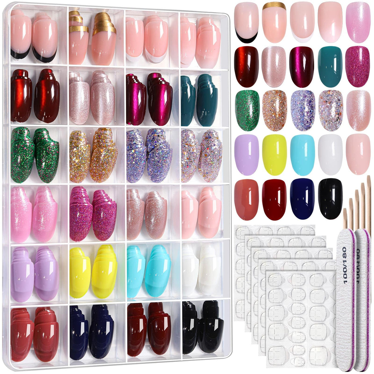 Fandamei front packaging showing full 576-piece kit and colorful nail styles