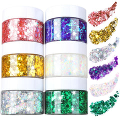 Fandamei front packaging showing six glitter gel pots and colors for instant styling