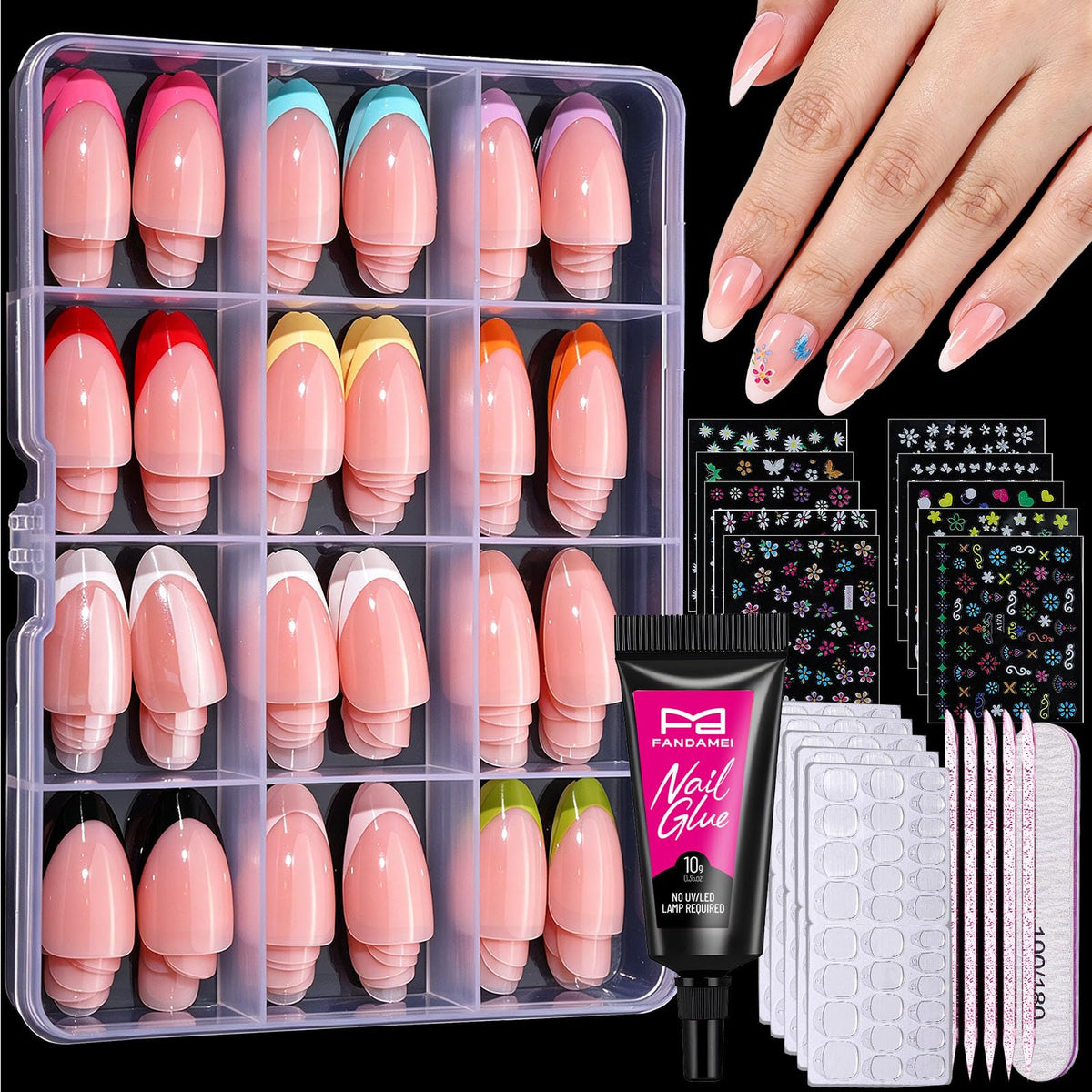 Fandamei front packaging showing full 288-piece kit and tools for instant convenience