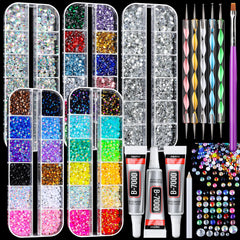 Fandamei front packaging showing five organized rhinestone boxes and tools, clear overview benefit