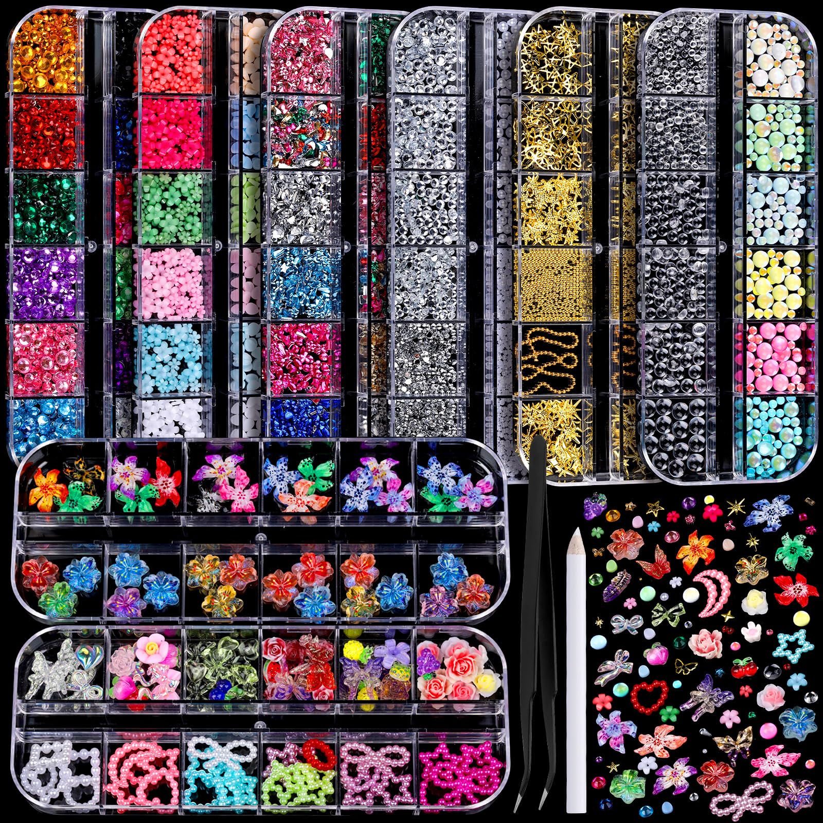Fandamei front packaging showing all eight compartments and included tools for easy selection
