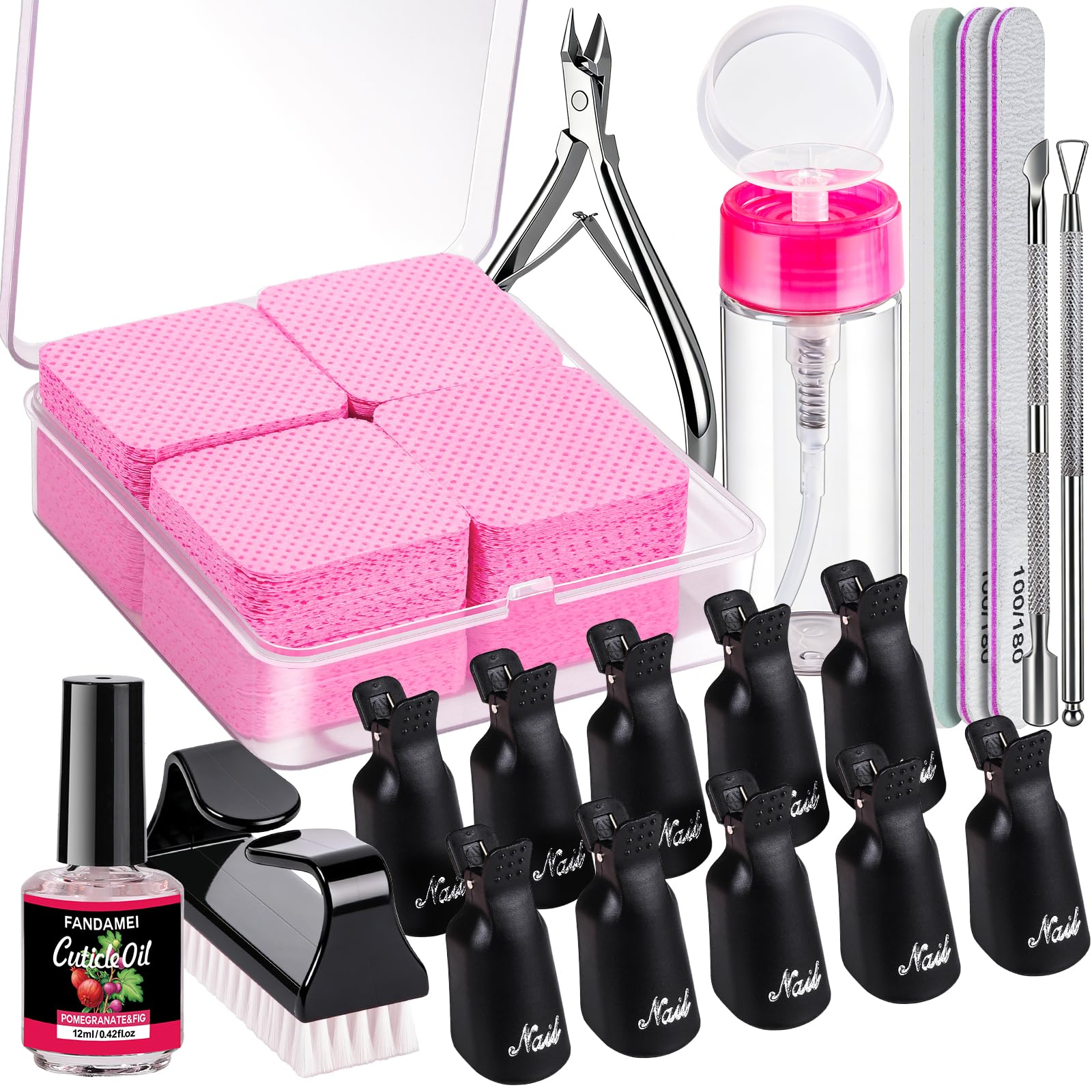 FANDAMEI front packaging showing full soak-off kit and organization benefit