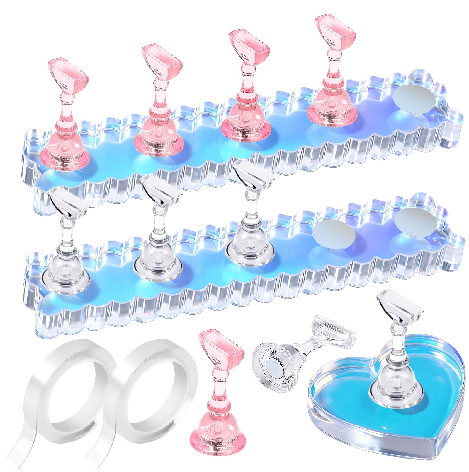 Fandamei front view of wave and heart bases showing stability and style