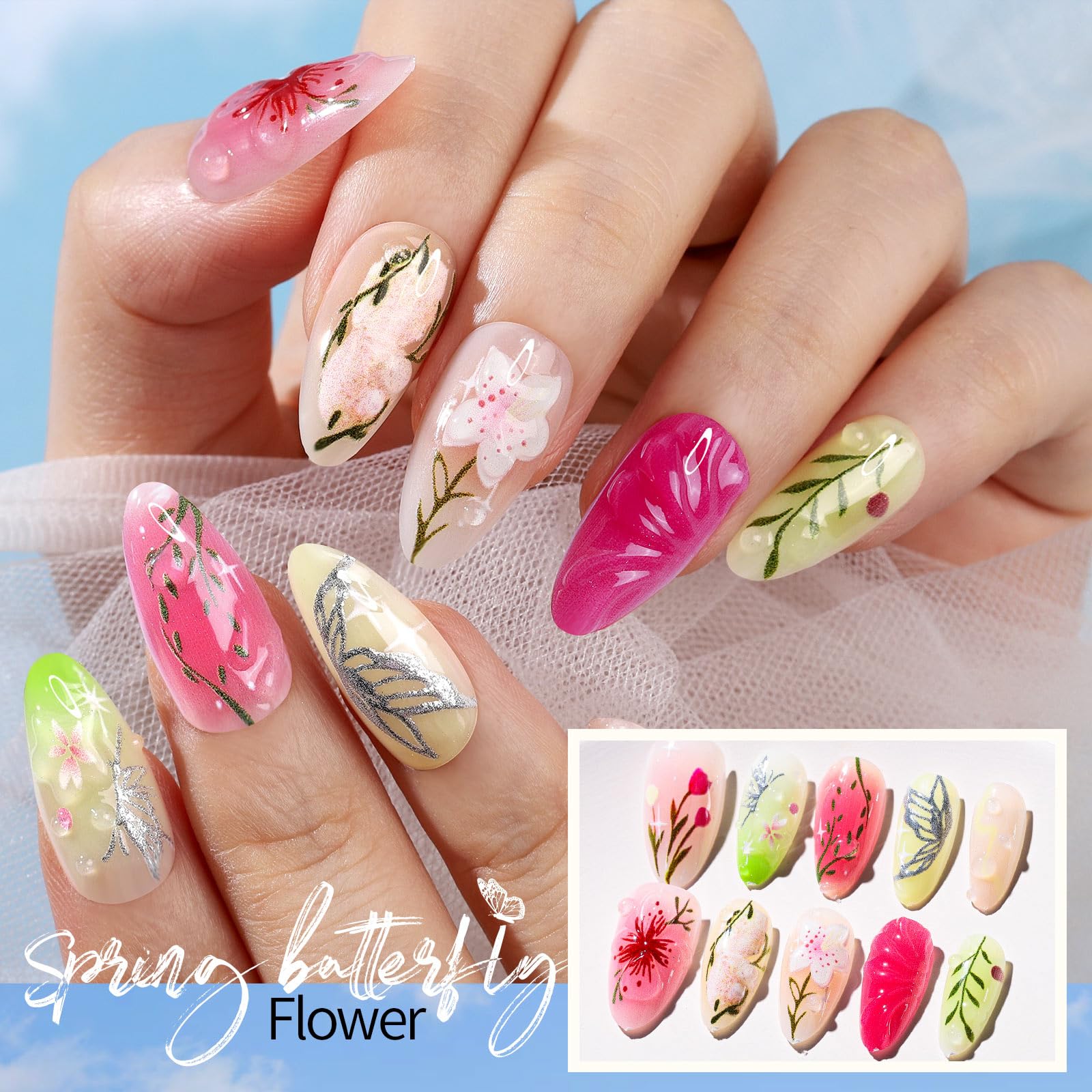 Fandamei tropical fruit and Hawaii flowers cluster highlighting vibrant color