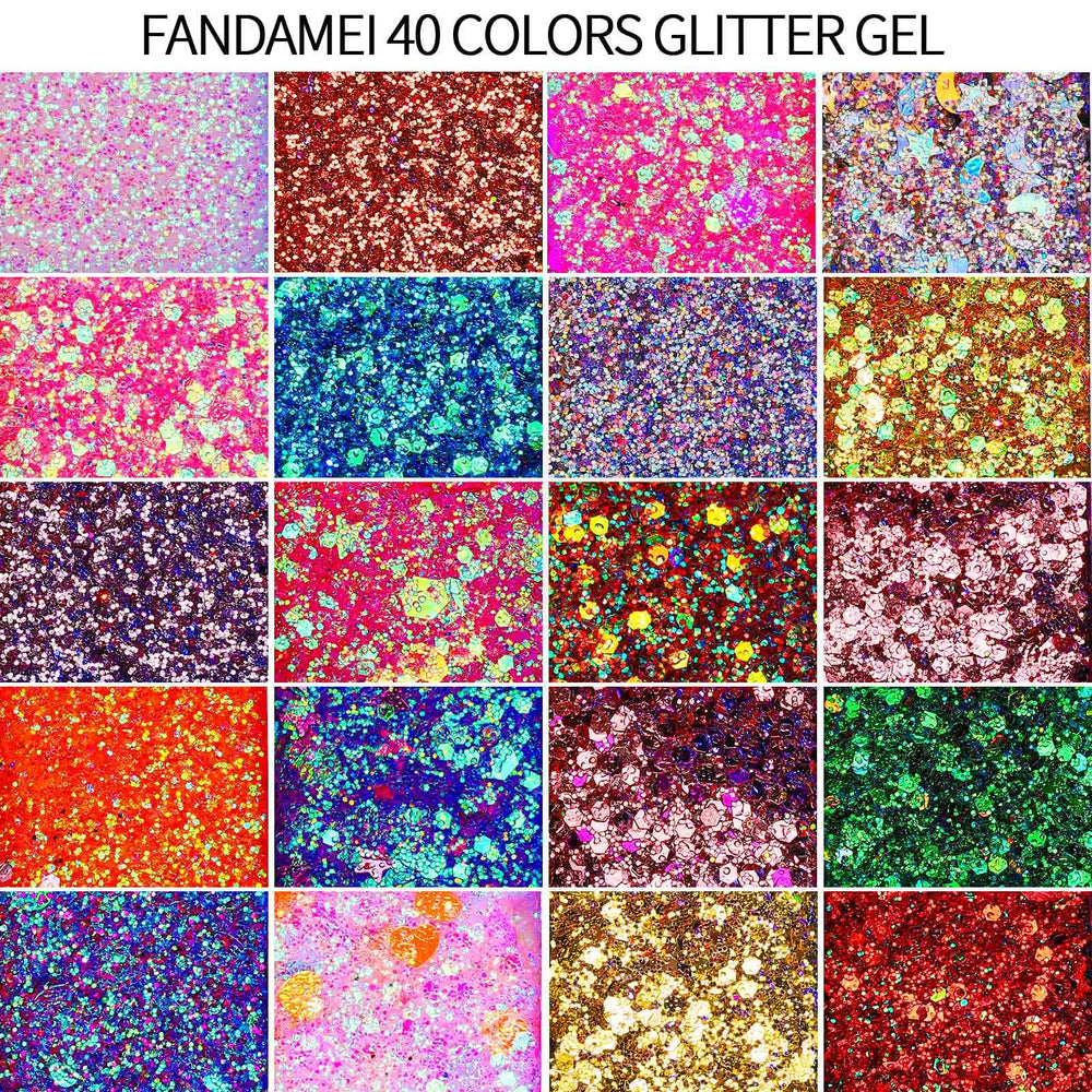Fandamei glitter gel texture close-up showing smooth gel for even application